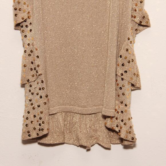 NEW INC Gold Sequin Ruffle Tank Top Size Medium - Picture 8 of 9